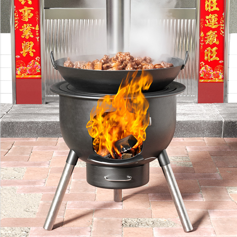 What is the maximum temperature that the high-temperature resistant glass fire-viewing window of the integrated wood burning stove can withstand?